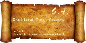 Okolicsányi Aranka névjegykártya